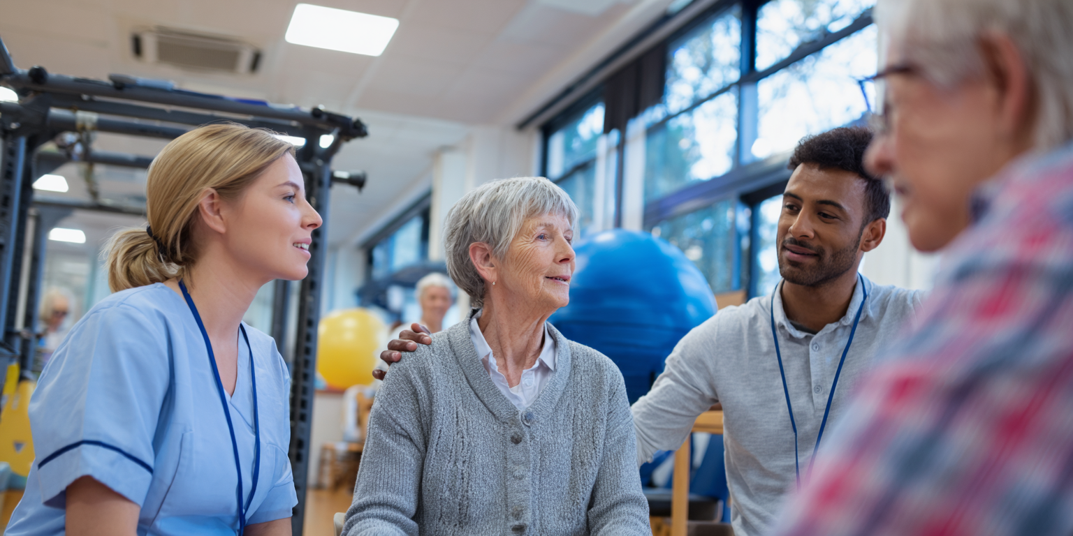 Група людей різного віку виконує вправи для суглобів